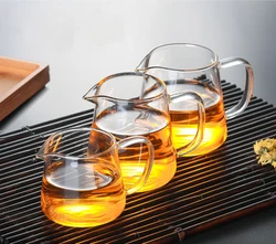 Tasse de thé en verre transparent résistant à la chaleur cha hai, tasses de thé kung fu faites à la main, tasse à thé gongdao avec poignée