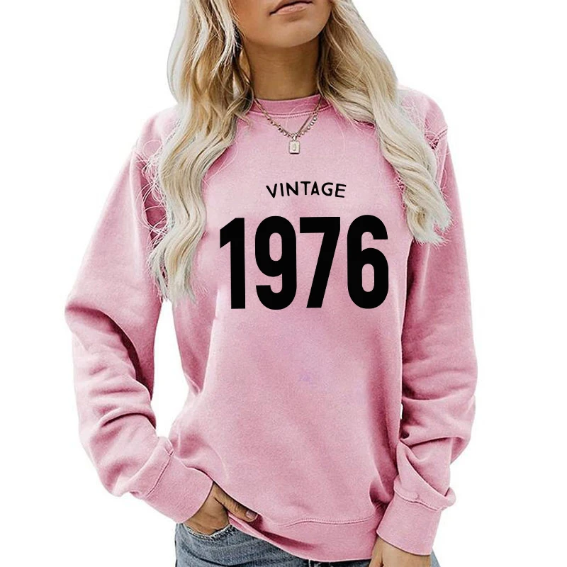 (Qualität) Herbst Winter Mode Vintage 1976 Sweatshirt Frauen/Männer lässig Langarm Rundhals Pullover Tops