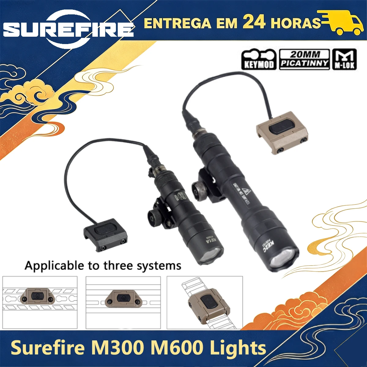 Airsoft Surefire M600 M300 M600C Flashlight Scout Light Button Lite UNITY Switch M-LK Keymod Mount Outdoor Tactical Hunting Lamp