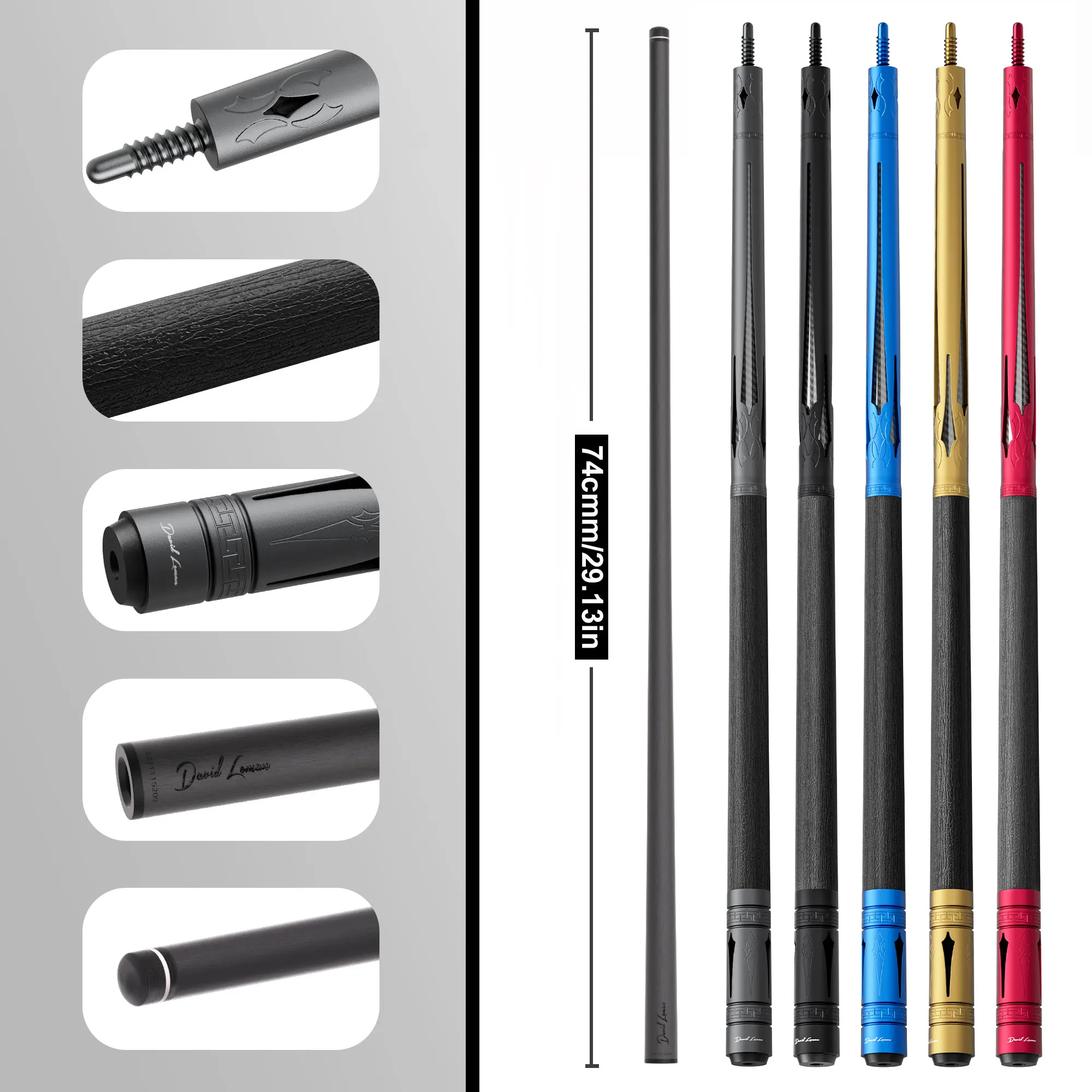 Jflower10-22バット＋david loman カーボンシャフト DAVID LOMAN alloy butt with carbon fiber cue shaft Swordsman