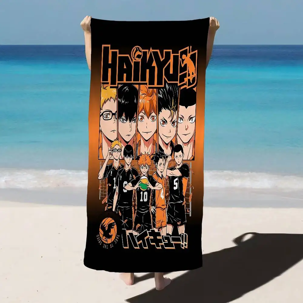 Haikyuus Anime Microfiber Printed Beach Towel Mountain Climbing Yoga Beach Swimming Running Absorbent Soft Towel