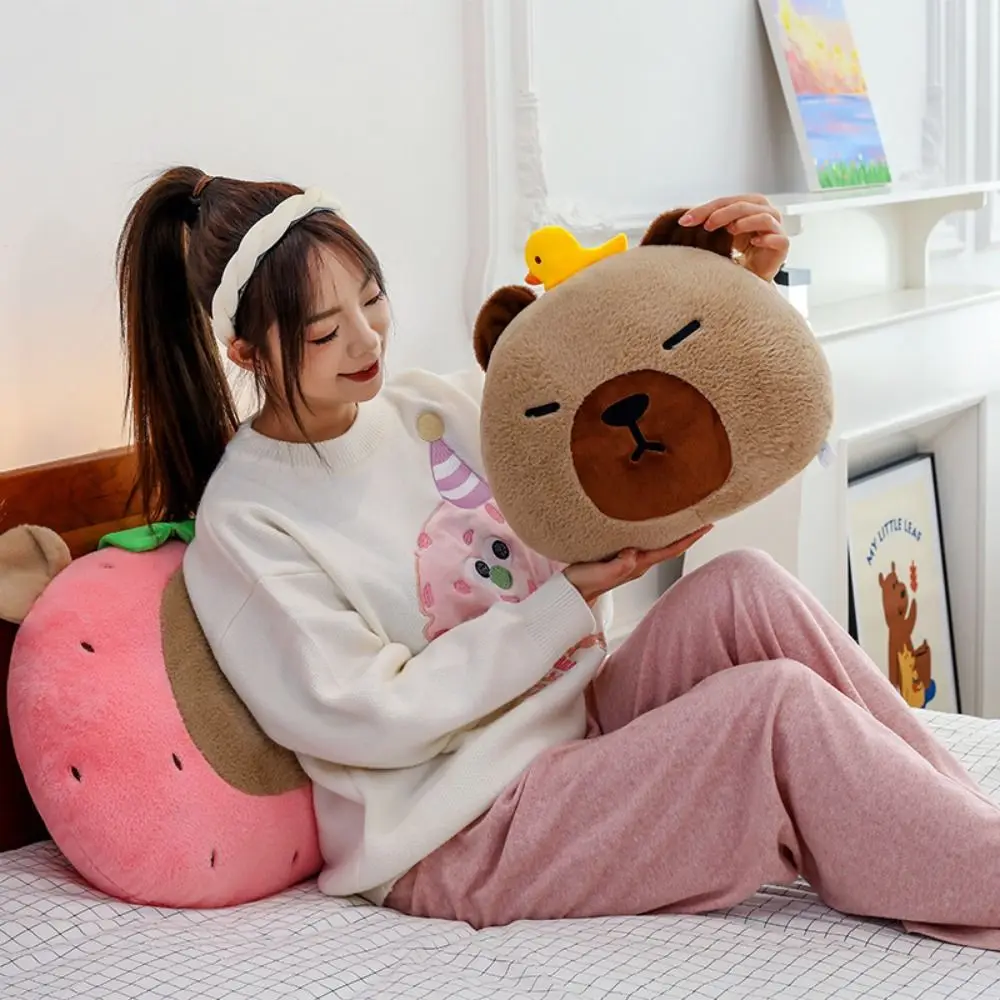 

Kawaii мультфильм капибара плюшевая подушка пушистая имитация капибары декоративная подушка 38 см мягкая пушистая кукла капибара подарок на день рождения