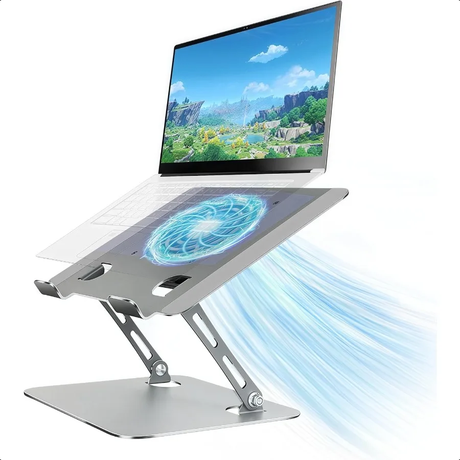 

Laptop Cooling Stand with Fan and One Key Switch Ergonomic Adjustable Height Desk Stand for All 1016 Laptops Tablets
