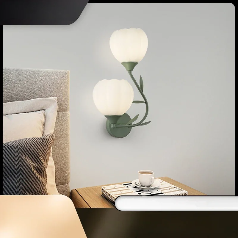 

Cream Style Tulip Decoration Living Room, TV Background Wall, Ambient Light, Bedroom Bedside Art Wall Lamp