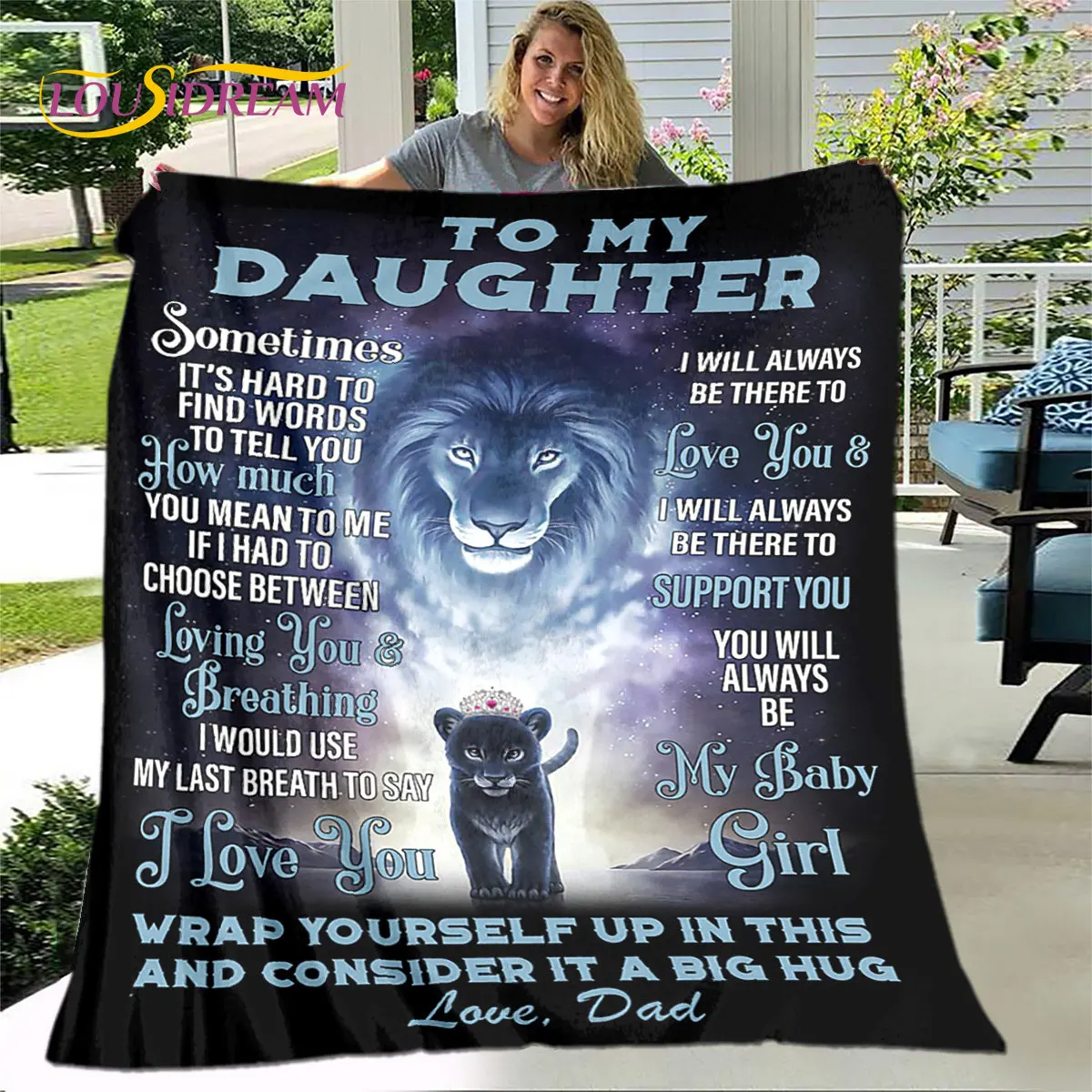 To My Daughter Soft Plush Quilt Blanket,Flannel Blanket Warm Throw Blanket for Living Room Bedroom Bed Sofa Gift for Daughter