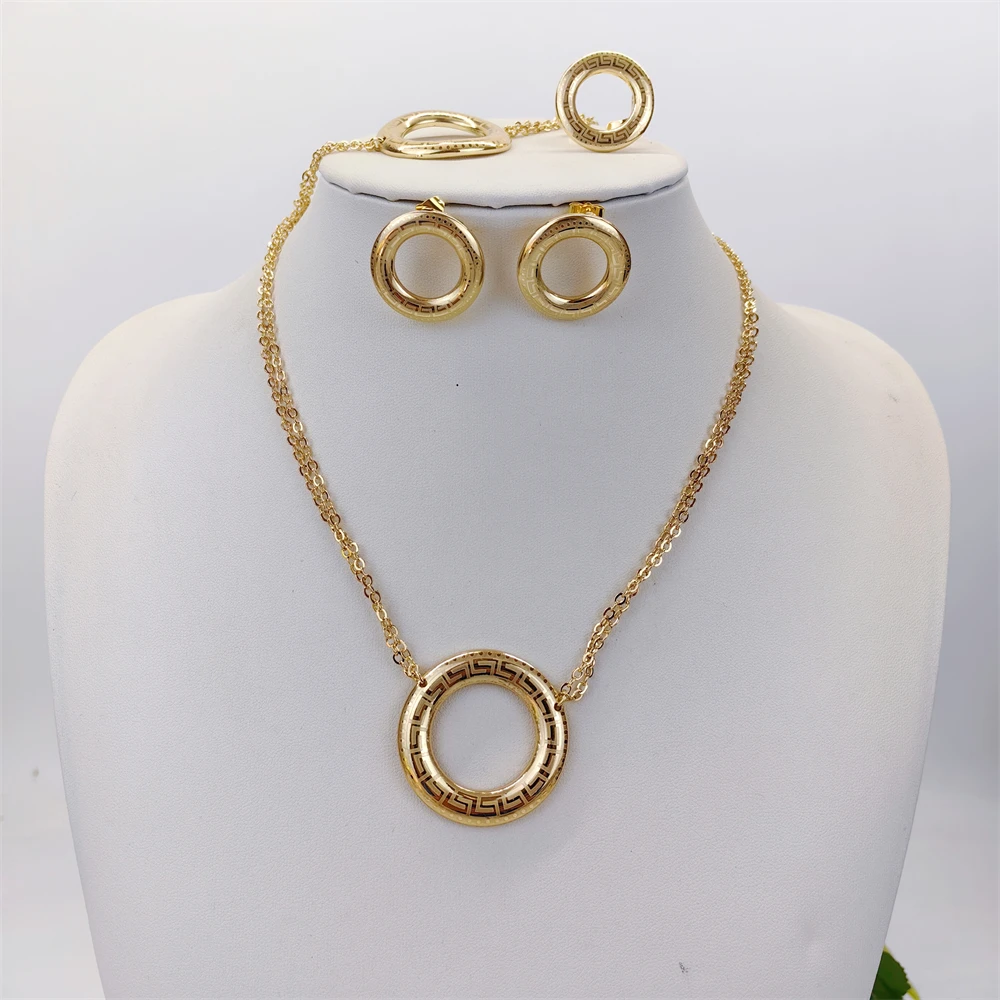 ESALE 2026 New Women Jewelry Set Hight Quality Rotundity Necklace Bracelet Stud Earring Ring Trendy Party Jewellery Gifts