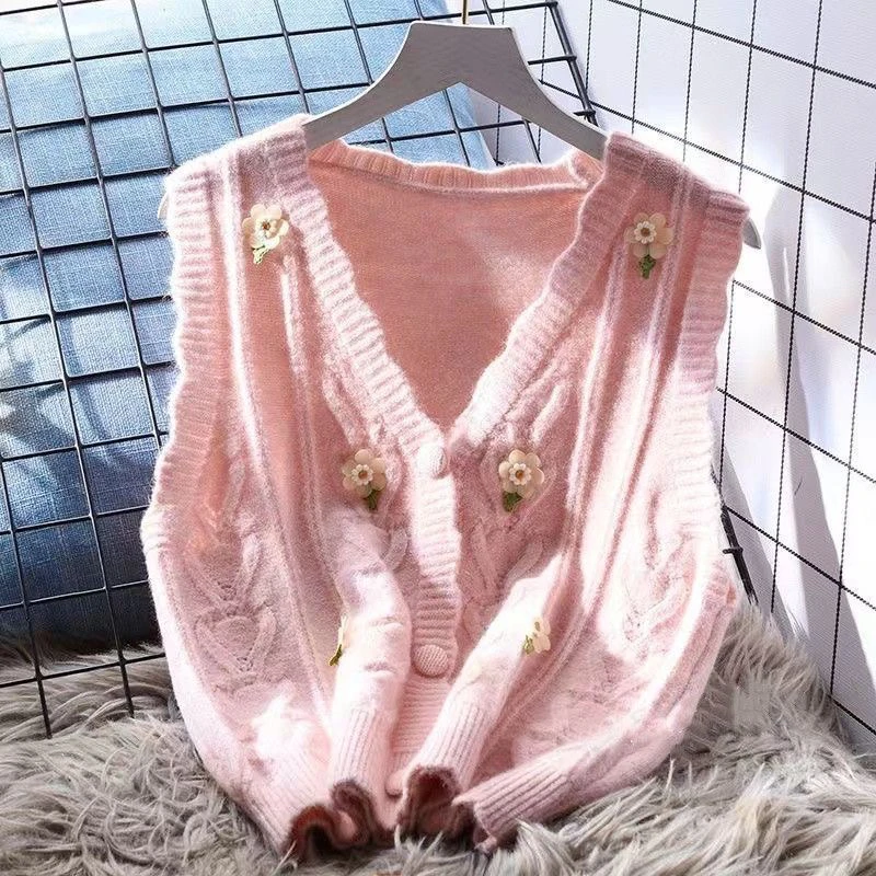 الأزهار التطريز محبوك سترة سترة المرأة ملابس خارجية فضفاضة العمر-Defng الدانتيل Svel أعلى ort Sle V-Ne زر واحد