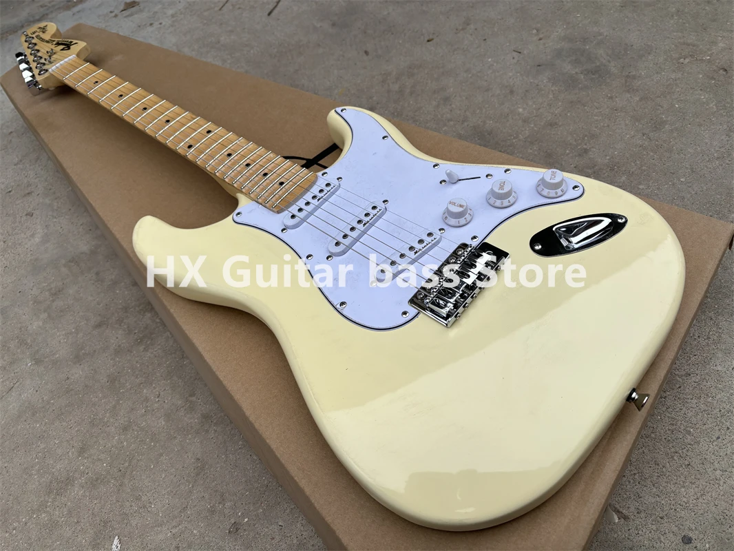 Custom shop Yngwie M Guitar fan fingerboard head ST electric guitar, cream yellow，Multiple colors are available