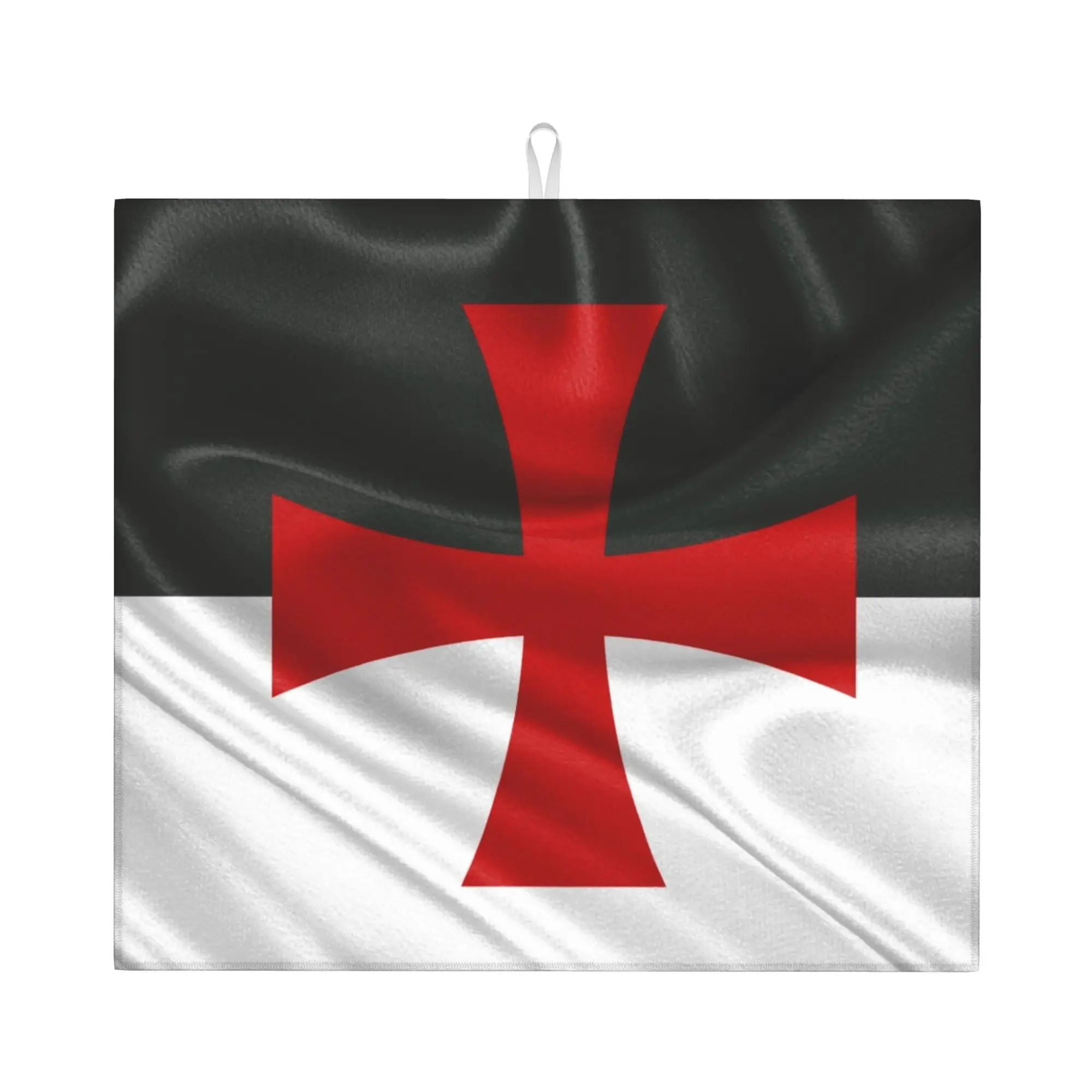 Flag of Knights Templar Non‑Slip Waterproof Absorbent Barware Tableware Oil Proof Medieval Crusades Cross Mat For Kitchen