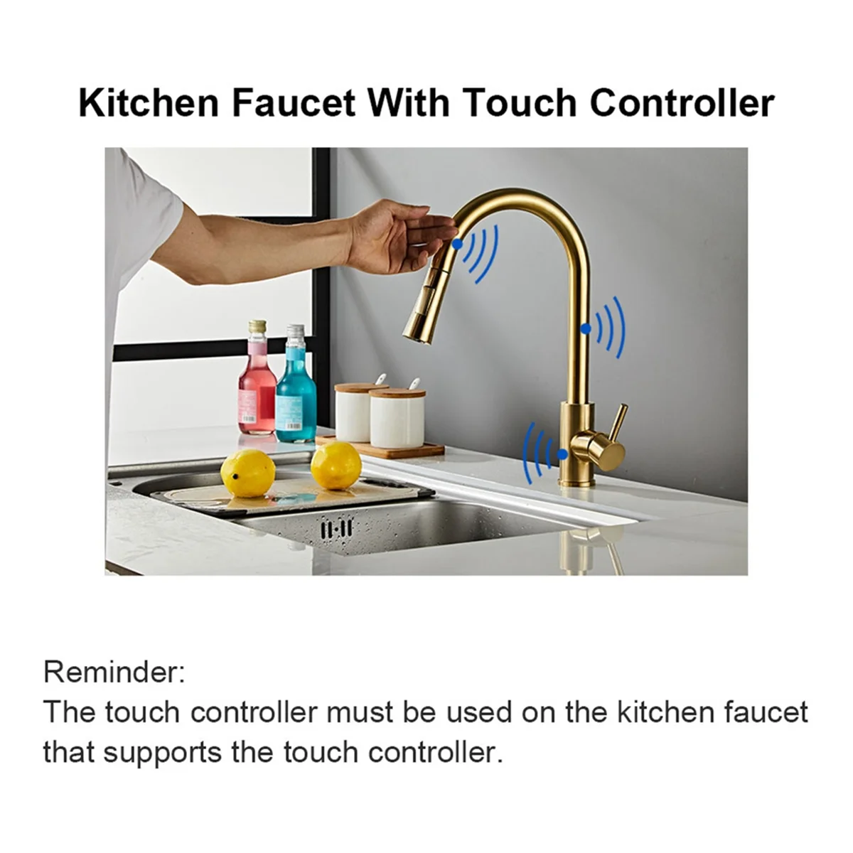 HOT Smart Induction Sensor Kitchen Faucet Touch Controller with Battery Box Pull-Out Kitchen Faucet Touch Control,A