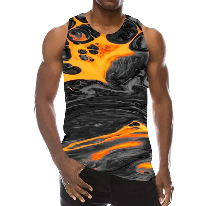 Abstract Doodled Men's Colorful Tank Top Summer Sleeveless 3D Gradient Print Vest Casual Sportswear Male Gym Tops Oversized 6XL