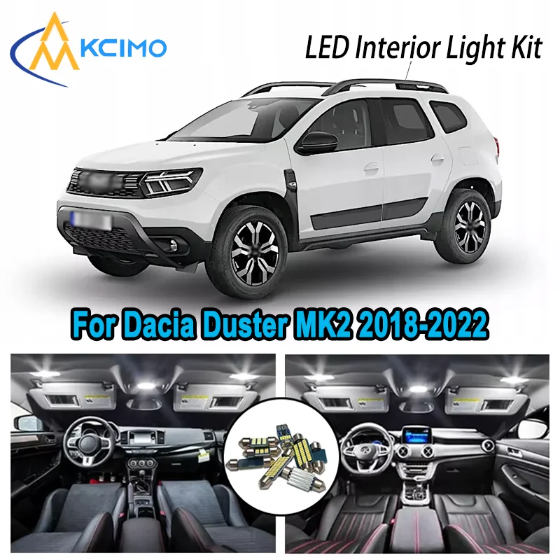 

For Dacia Duster MK2 2018-2022 2019 2020 2021 Premium Bright LED Interior Dome Map Trunk Light Kit Car Led Lamps Canbus No Error
