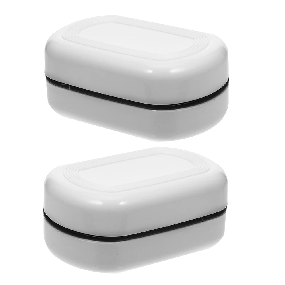 

2pcs Double Layer Drain Dish White Portable Travel Soap Box Non Slip Bathroom Kitchen Hotel Use Soap Storage Holder