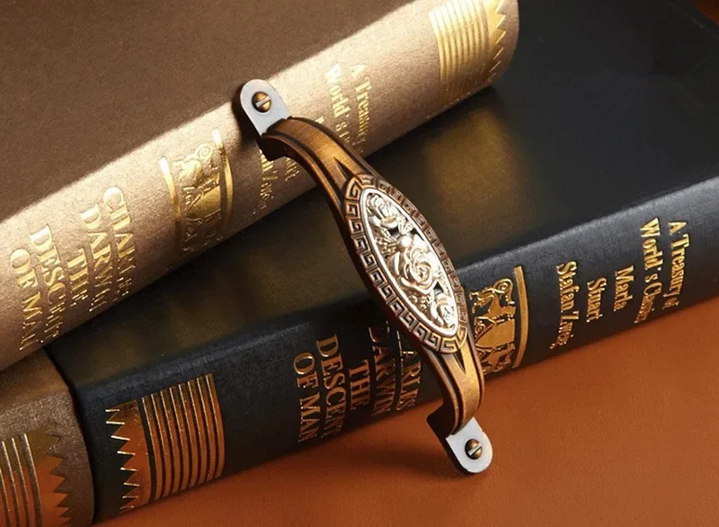 2 pcs Antique Bronze Dresser Pulls Handles Coffee Cabinet Knobs Flower Drawer Handle Countryside Cupboard Knob Hardware