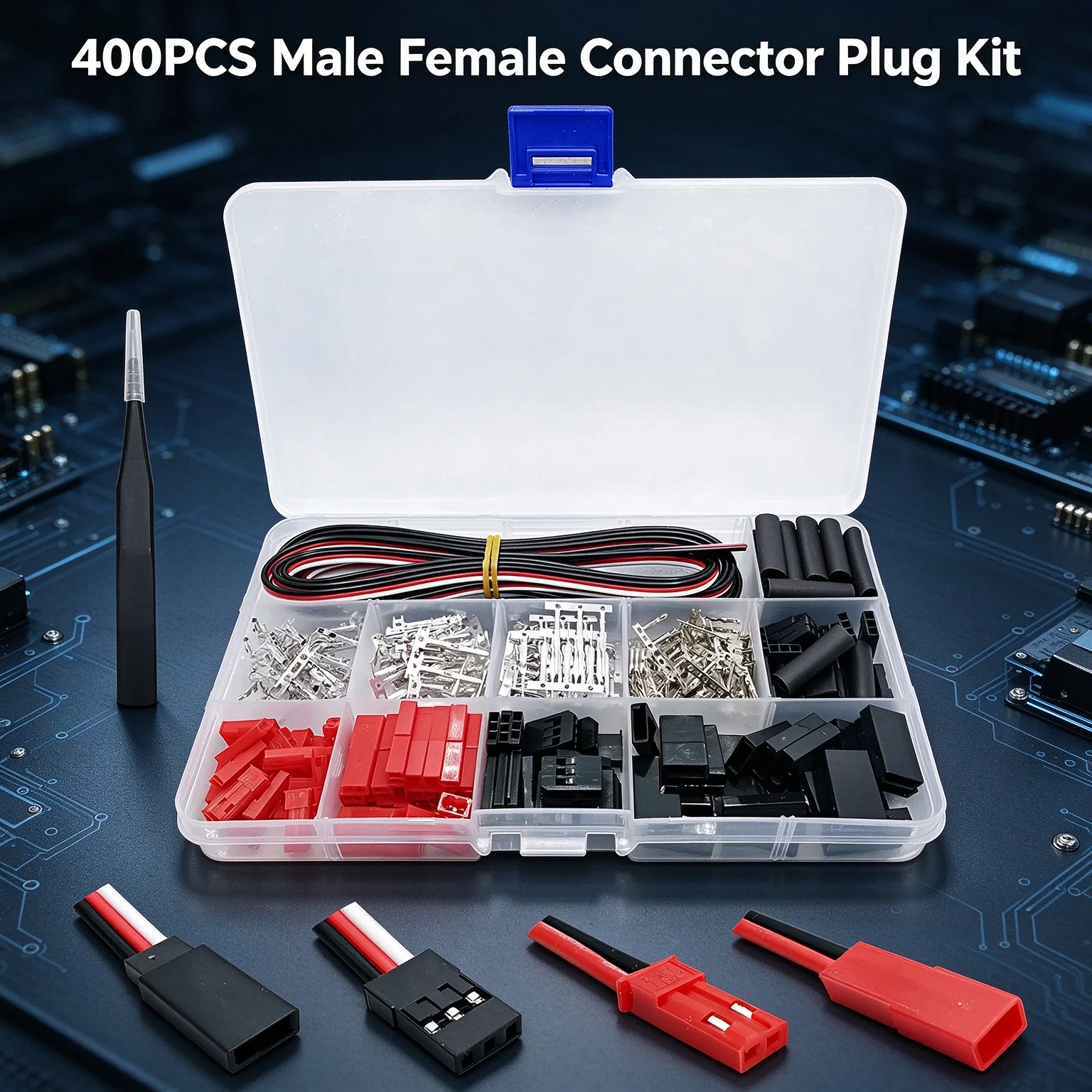 400PCS Male Female Connector Plug Kit, Compatible with JST SYP Futaba, RC Model Butt Connector Terminal Set for FPV Drone Car DI
