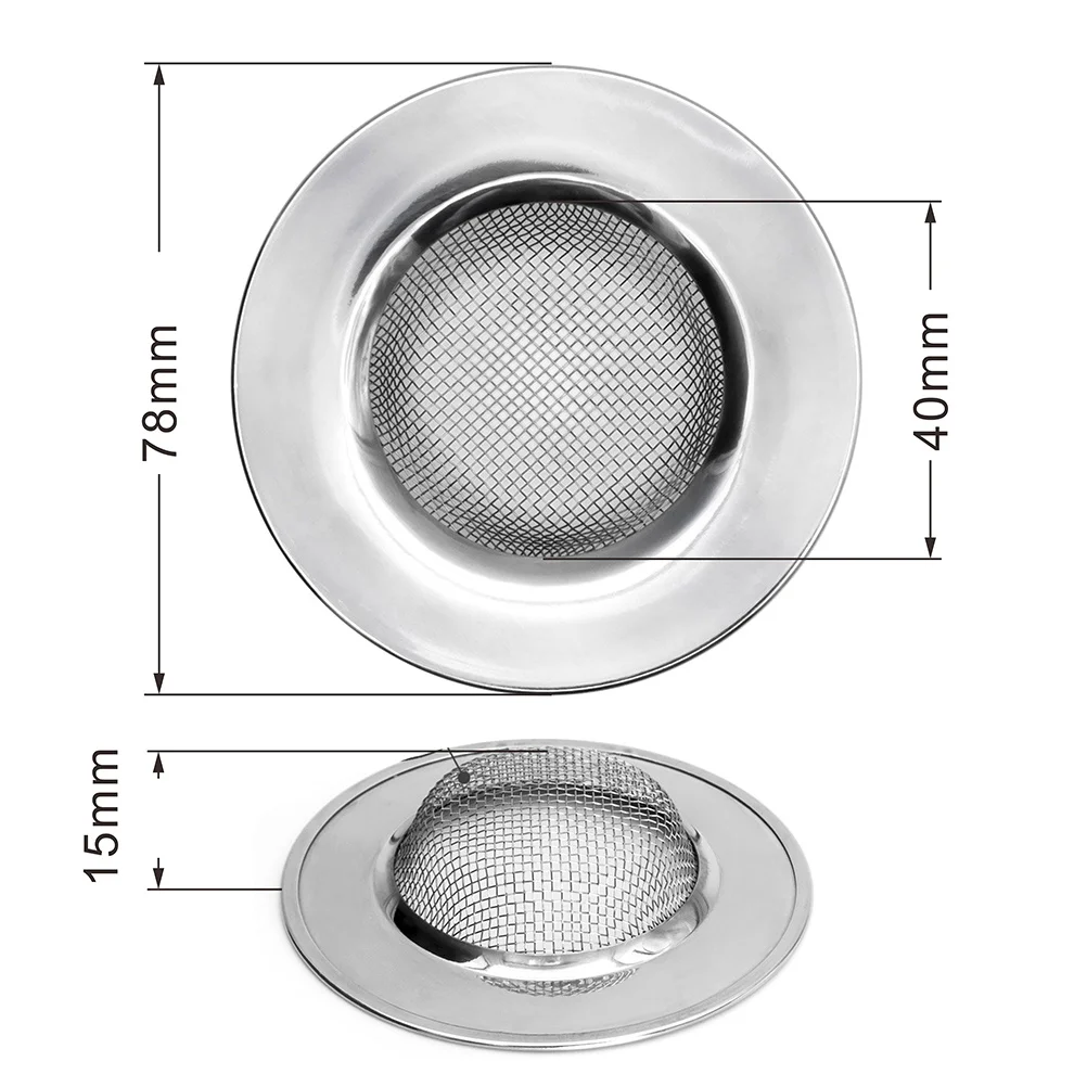 

2Pcs Durable Stainless Steel Sink Strainer Seamless Liquid Drain Filter for Kitchen Bathroom Food Particles Sink Strainer