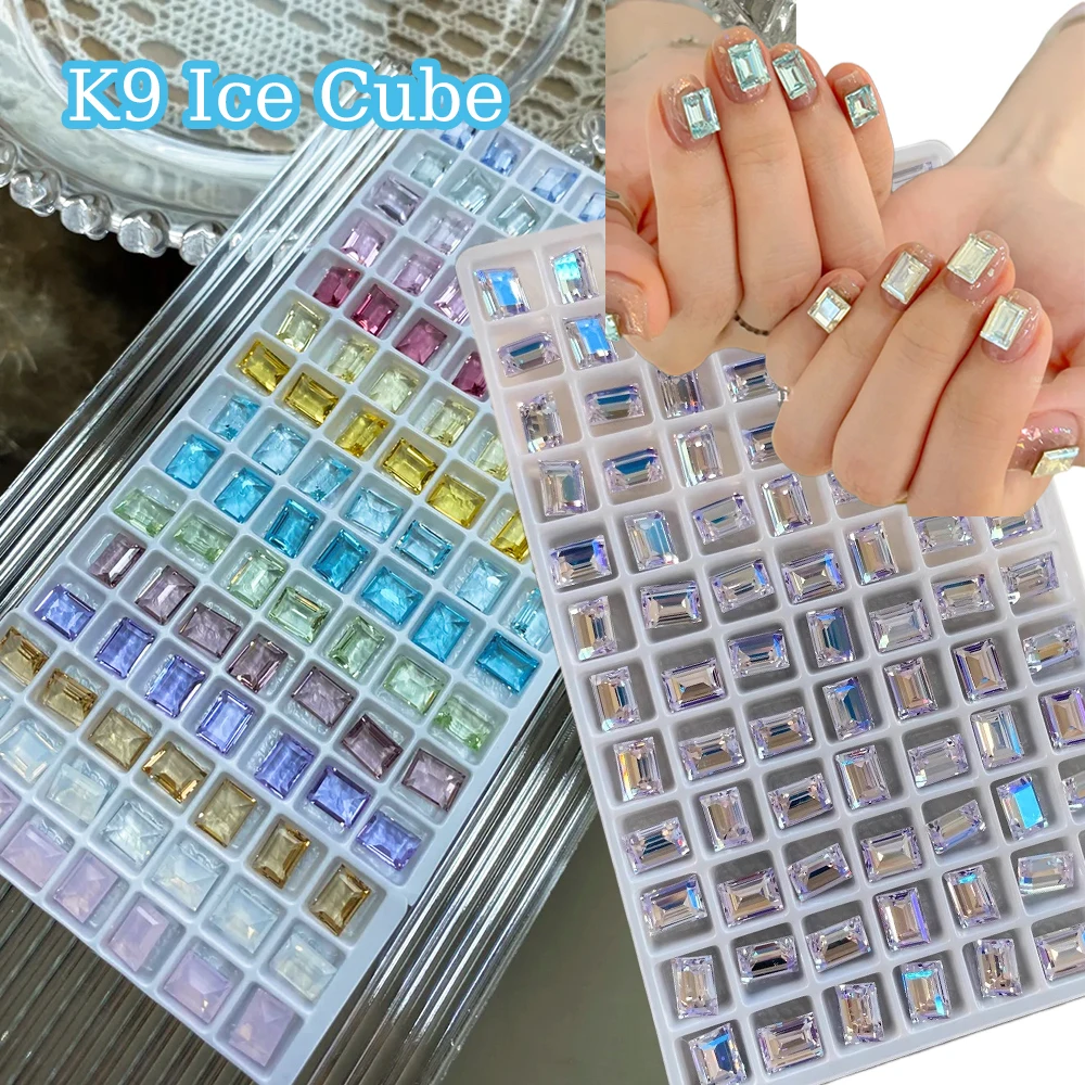 50pcs/bag Ice Sugar Rectangular Pointed Nail Art Jewelry Right Angle Nail Diamond Sugar Diamond Super Flash Nail Jewelry 6mmx8mm