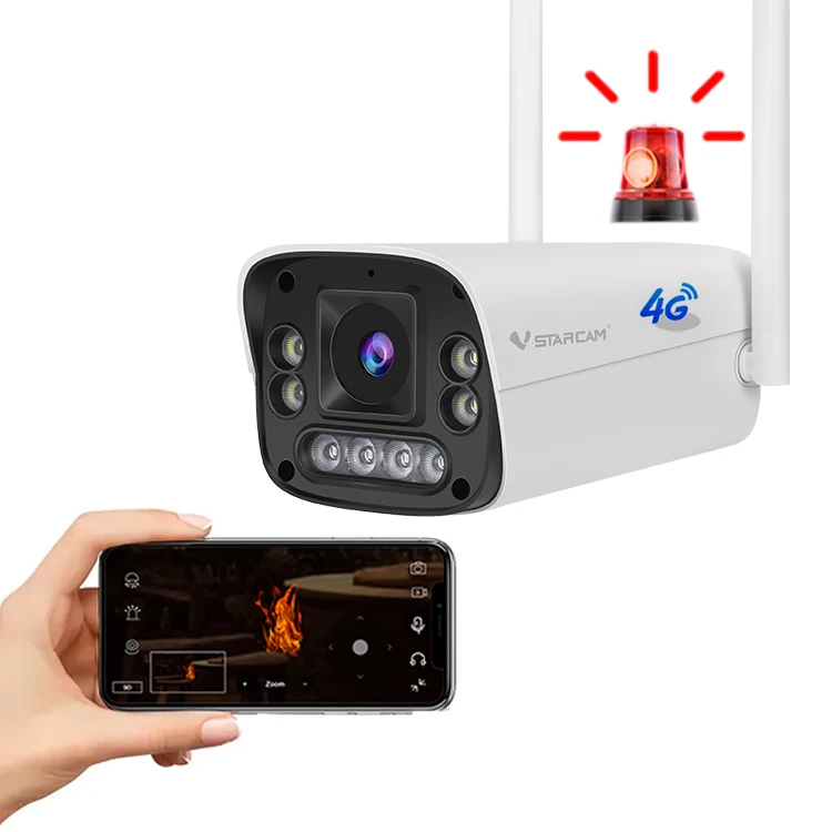 Latest 1080p Fire detection camera 4G sim card CCTV security camera home safety Security alarm camera