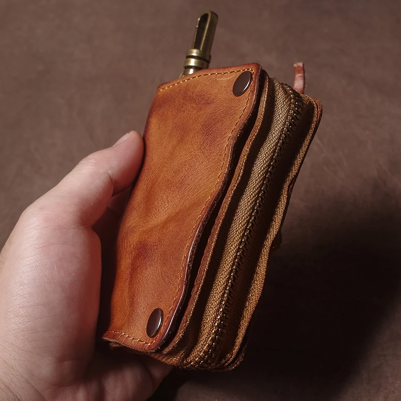 GURO العلامة التجارية الفاخرة جلد طبيعي حقيبة مفاتيح متعددة الوظائف الخصر حامل بطاقة معلقة محفظة نسائية للعملات المعدنية الرجال النساء حافظة مفاتيح السيارة المنظم