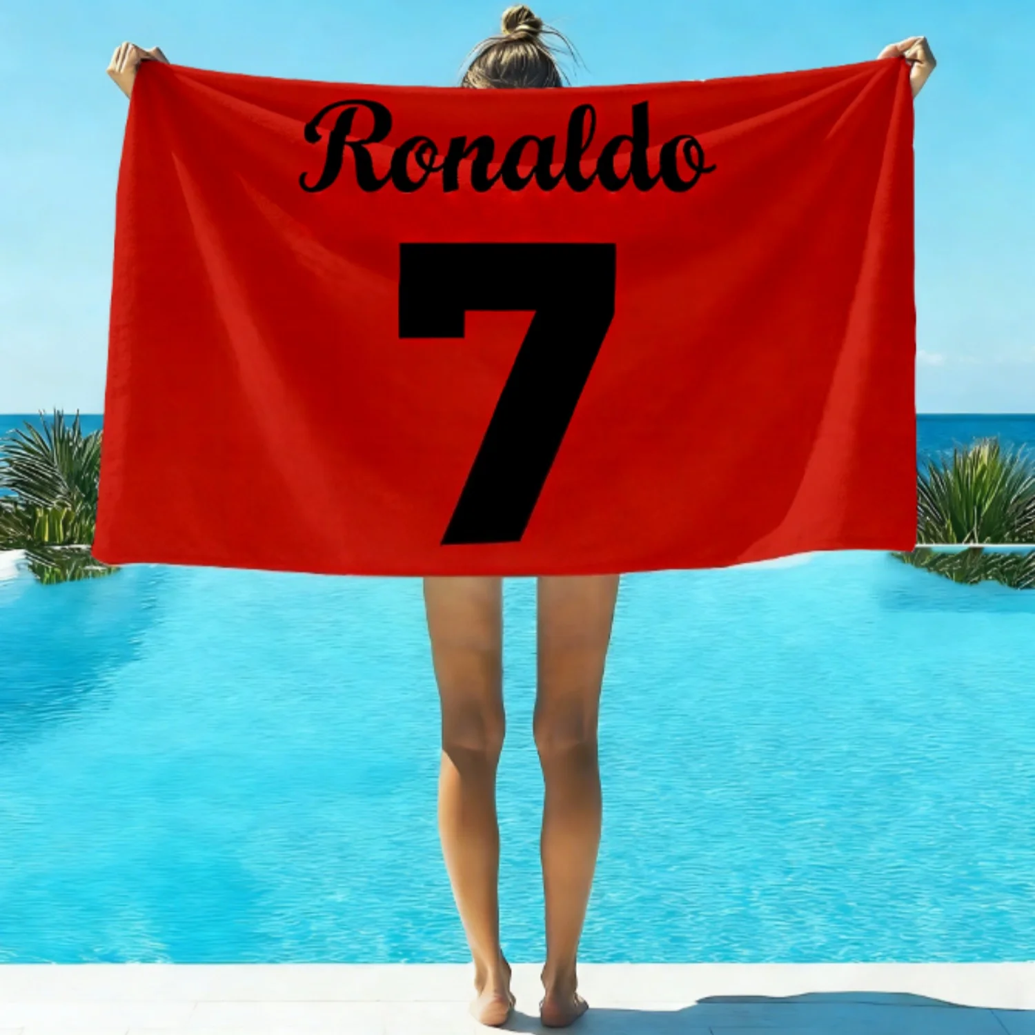 Ronaldo No 7 Multi-Size Quick Dry Bath Towel Flat Print Design Soft Skin Friendly Portugal Fan for Home Party Watching Football