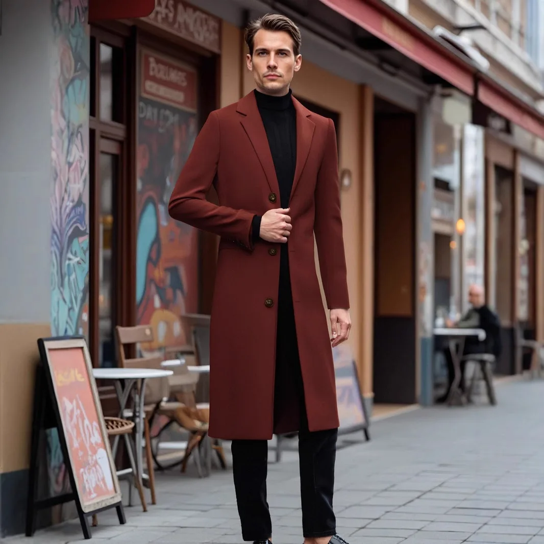 Picture 4: Men's Business Casual Trench Coat British Classic Size Woolen Classic Elegant Coat Extended Over The Knee