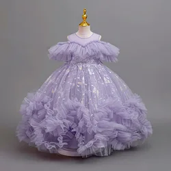 New Girl First Communion Elegant Dress Prom Luxury Girls' Party Princess Dresses Ball Gown Print Clothing 4 to 12Years