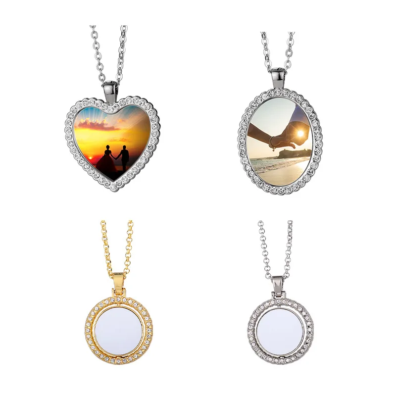 10pcs Personalized Round Pendant Necklace Sublimation Blanks DIY Couples Fine Jewelry For Custom Print Special Gifts