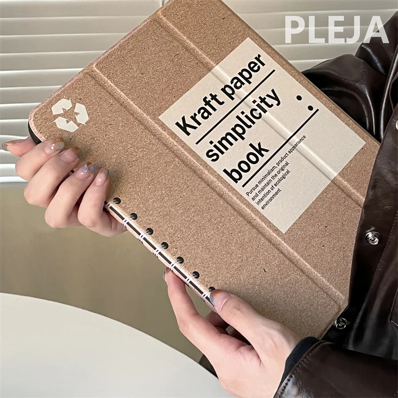 Retro Kraft Paper Protective Case For iPad 10.9/9.7/10.5/11 inch Pro 12.9 inch 2022 mini 6 Air 5/4 Cover with Pencil Slot Holder