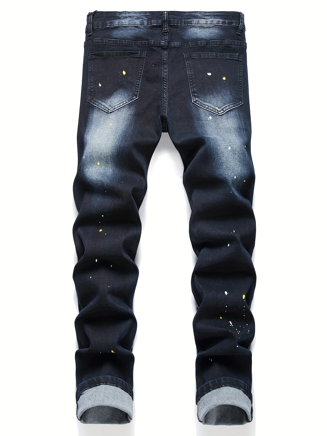 Men y2k Stretchy Denim jeans Ripped Skinny Letter Print elastic waist Casual pants for men Hole Slim Fit Denim Hip Hop Trousers