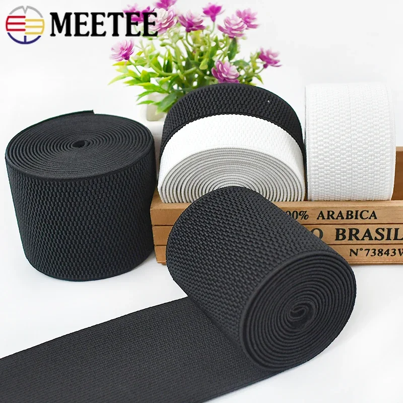 2M 25-100mm Polyester Black White Elastic Band Stretch Waistband Rubber Bags Strap Spring Bands DIY Sewing Material Accessories