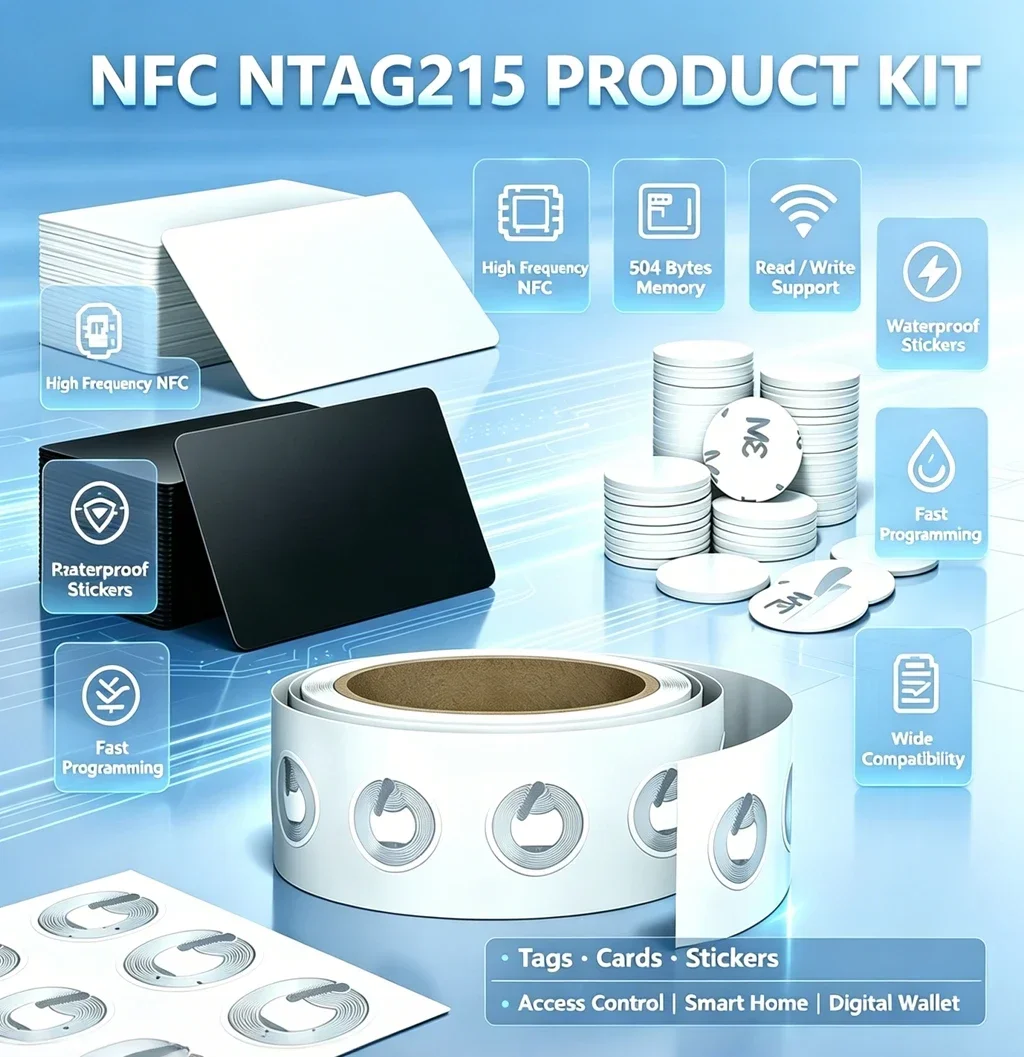 10PCS NFC 215 Black Tag 13.56MHz ISO14443A 504 Bytes Black Sticker Ntag 215 NFC Sticker For All NFC Phones RFID Adhesive Label