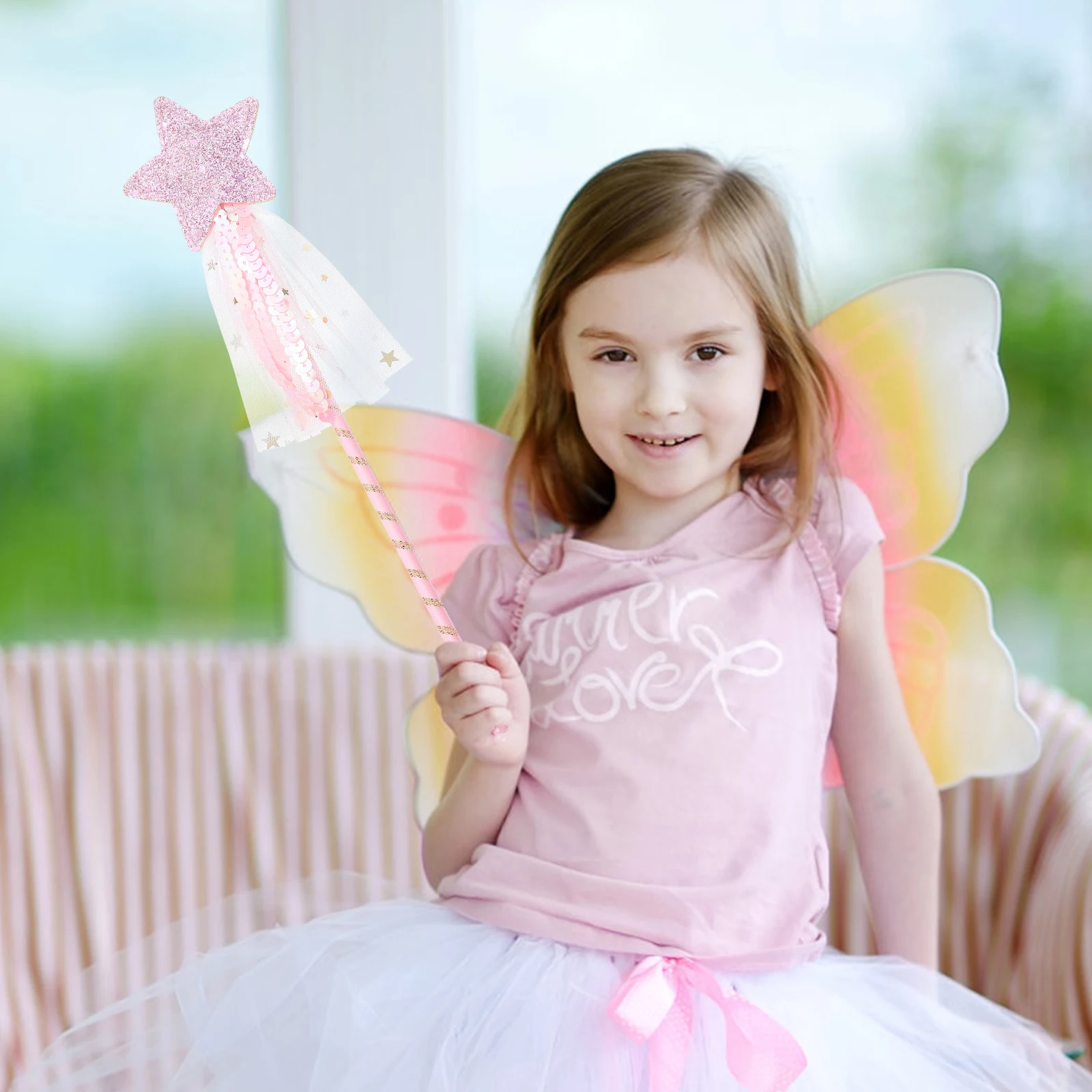 

4pcs Fairy Stick Toys Star Shaped Wand for Girls Party Decorations Halloween Costume Accessories Kids Role Play Props