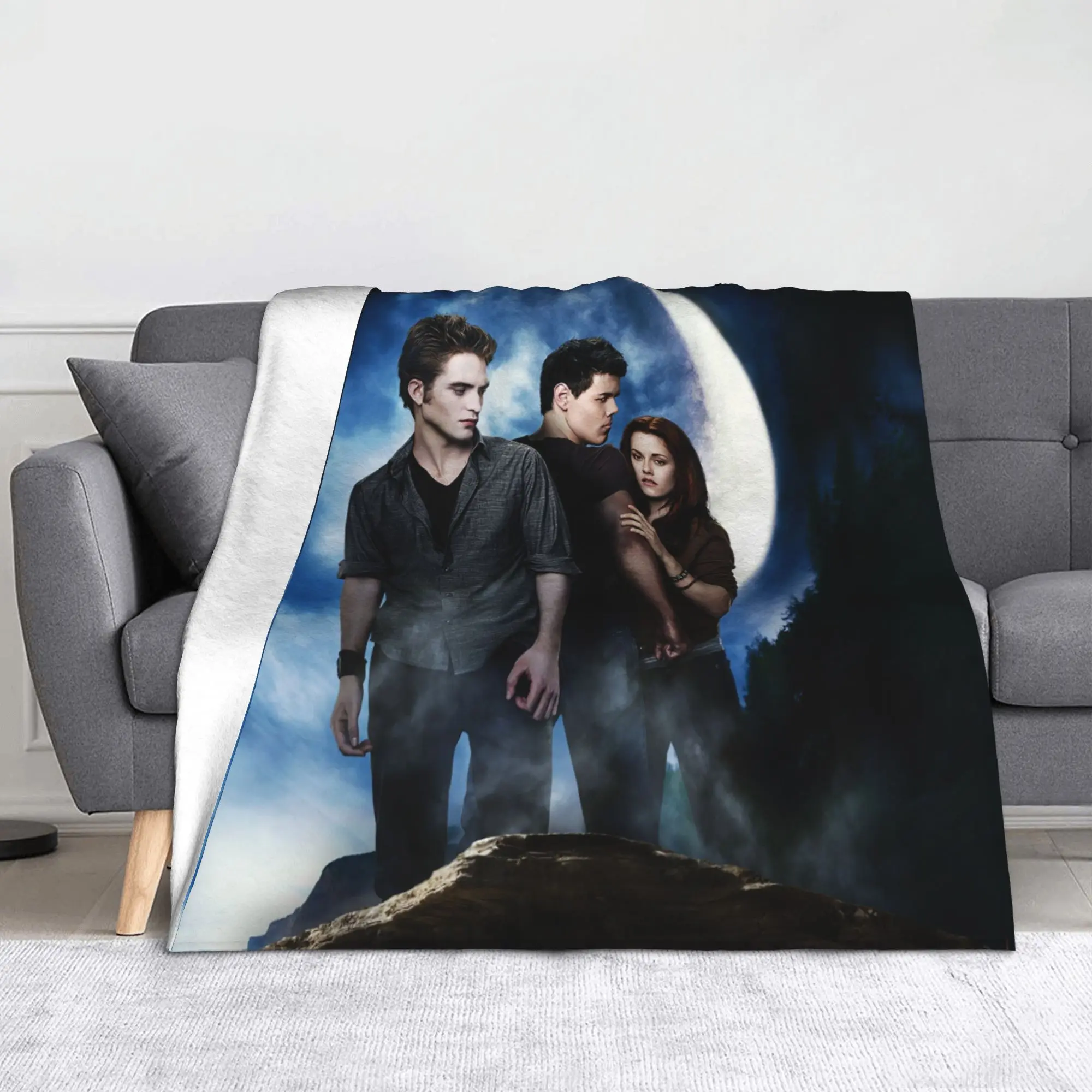 Edward Bella Jacob Black Blanket Fleece All Season The Twilight Saga New Moon Warm Throw Blankets for Bed Office Rug Piece