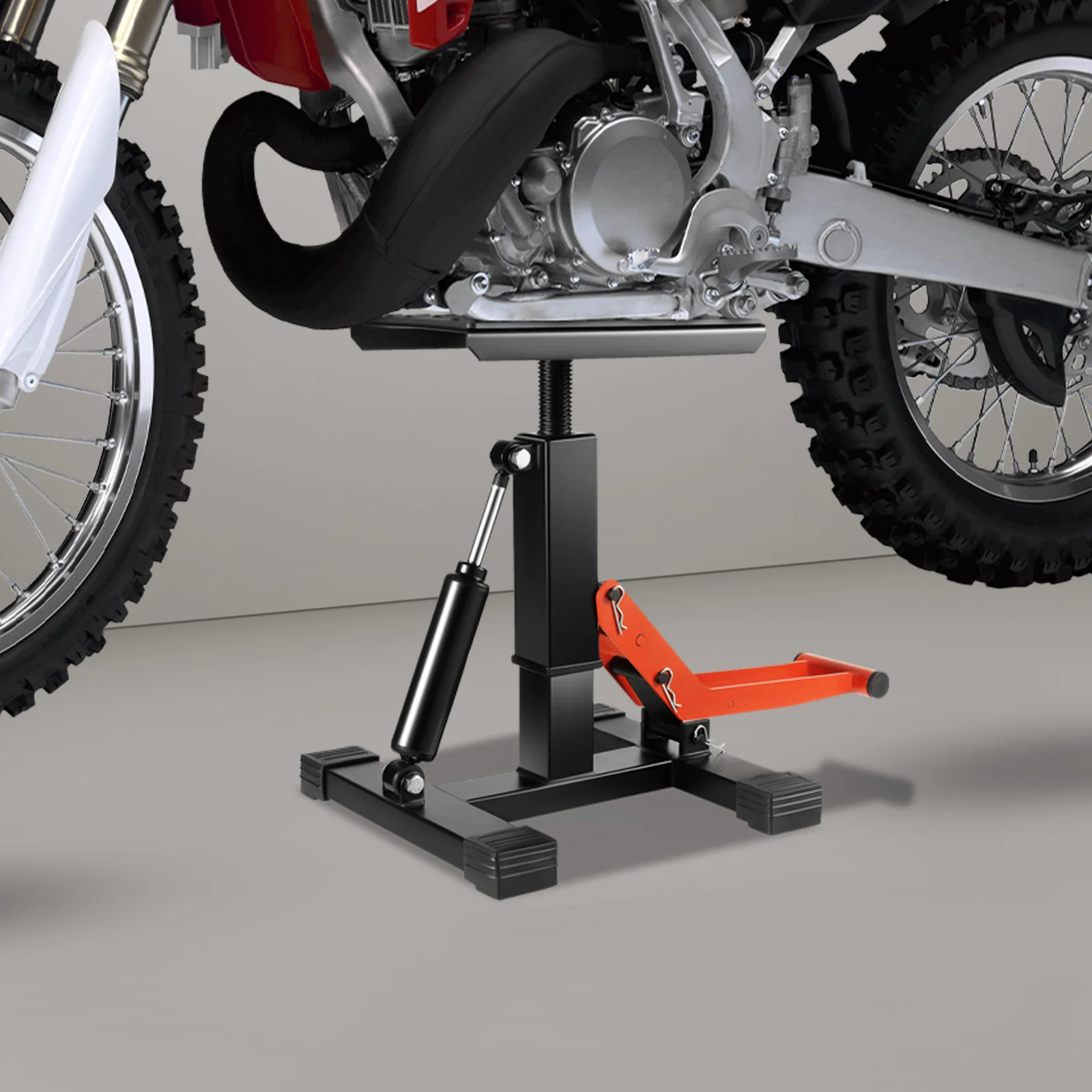 Motorrad-Hebeständer 440 lbs, Verstellbar 9,8-15,7 Zoll Stahl-Dirtbike-Ständer, H-Basis 11,8x12,2 Zoll für Werkstatt und Garage – Detail 6