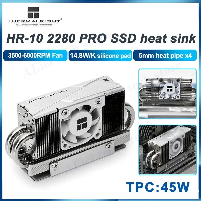 Thermalright HR-10 PRO M2 SSD Cooler 4 Heatpipe Vest With 3010 PWM Fan Radiator