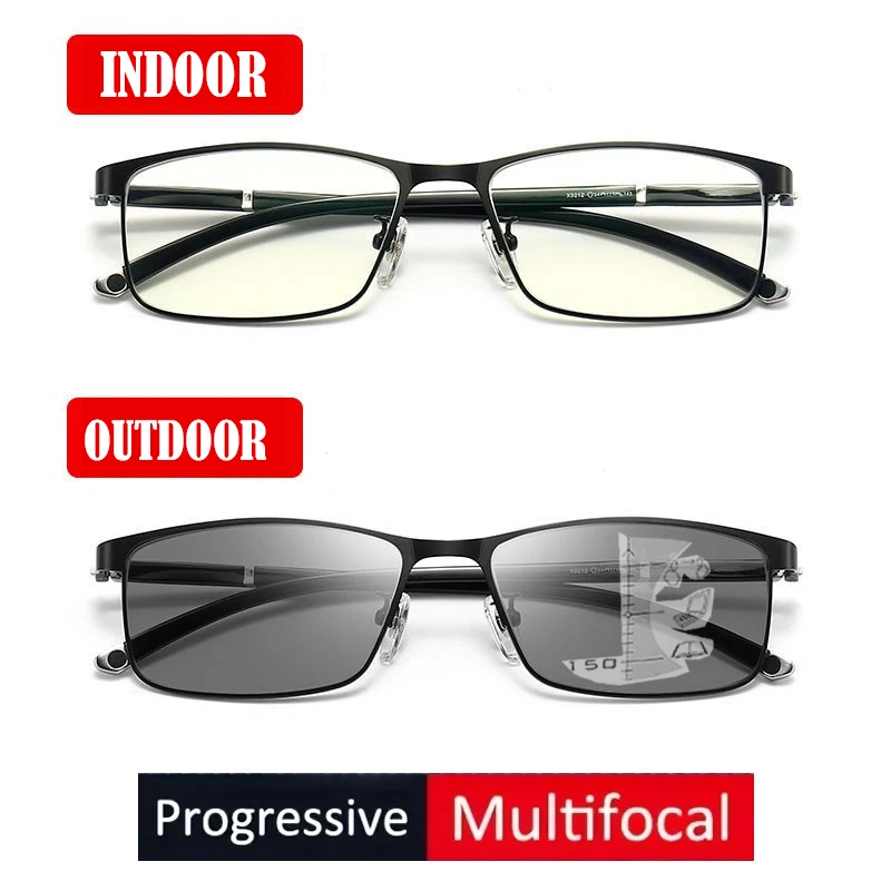Titanium alloy Progressive Photochromic Reading Glasses Women Men Multi Focus Anti Blue Light Anti-blue light Hyperopia Eyeglas