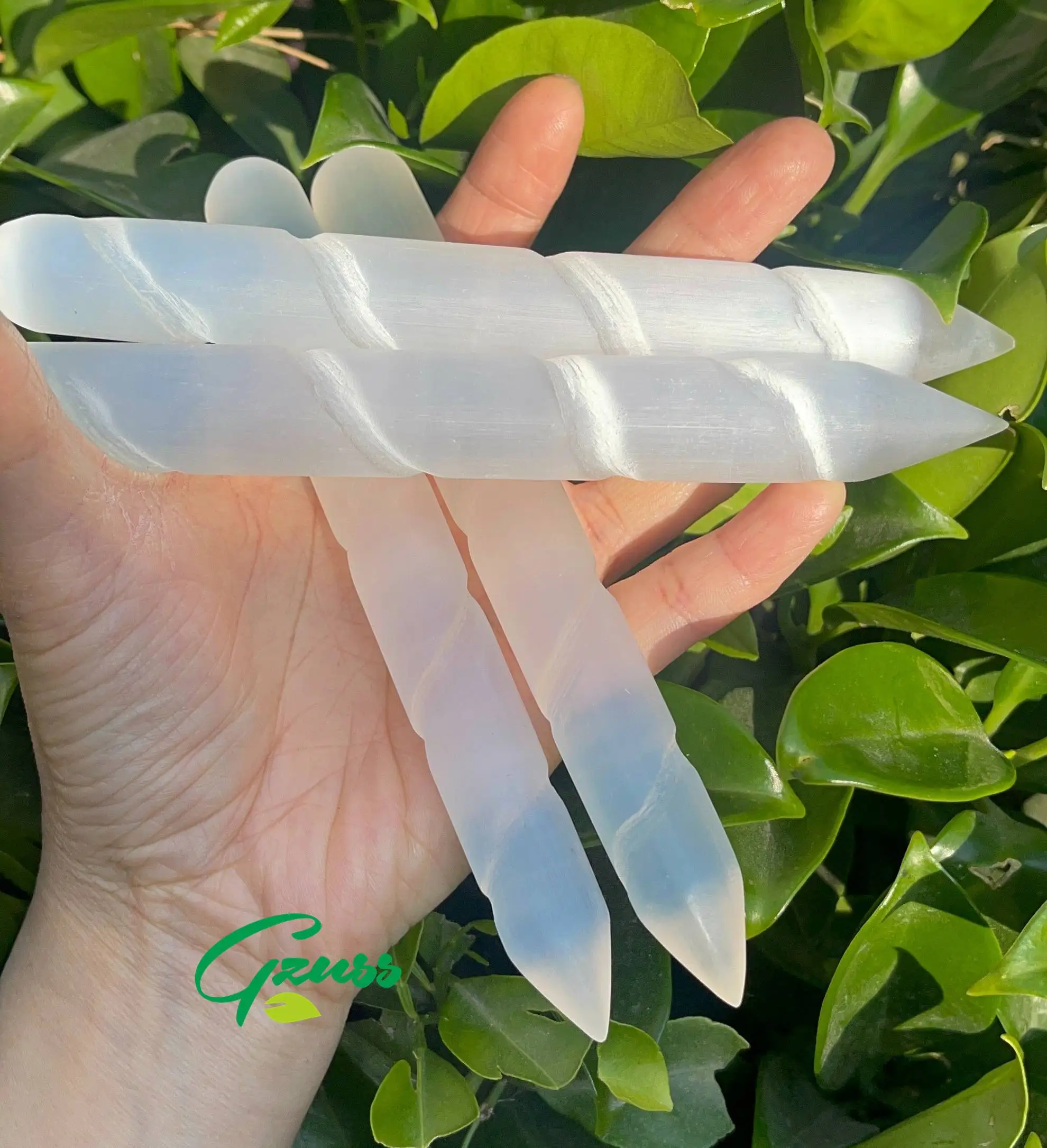 Selenite Point wand spiral 15cm Healing Crystal Protection Crystal Removes Negative Energy White Selenite Wand Polished White