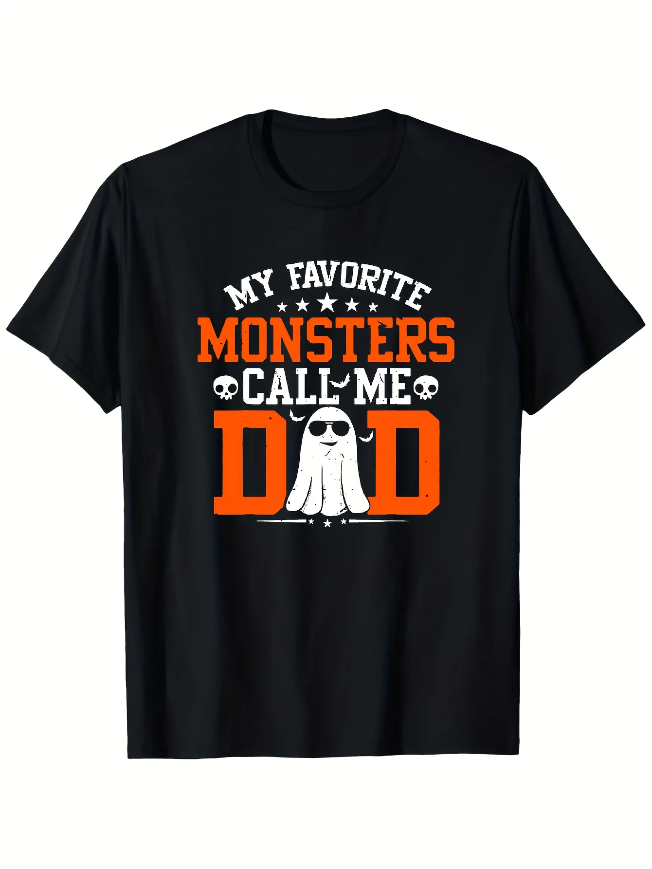 Halloween Cool Ghost Sunglasses Pattern T-shirt Men Women Retro Distressed Daddy Slogan Tee Loose Daily Street Fashion Tops