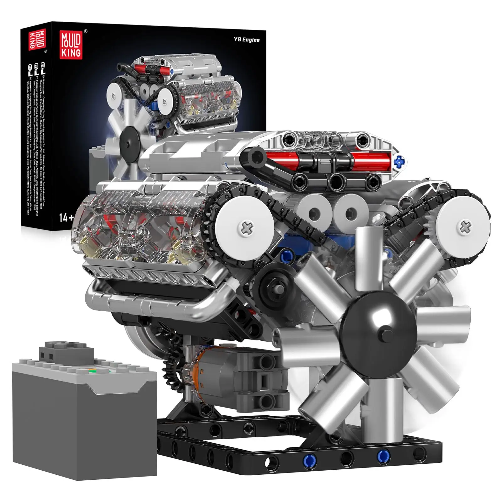 

535 шт. Mold King 10088 V8 модель двигателя, строительный комплект, подарок для взрослых 14+ детей, DIY механик, инженерное строительство, игрушки STEM