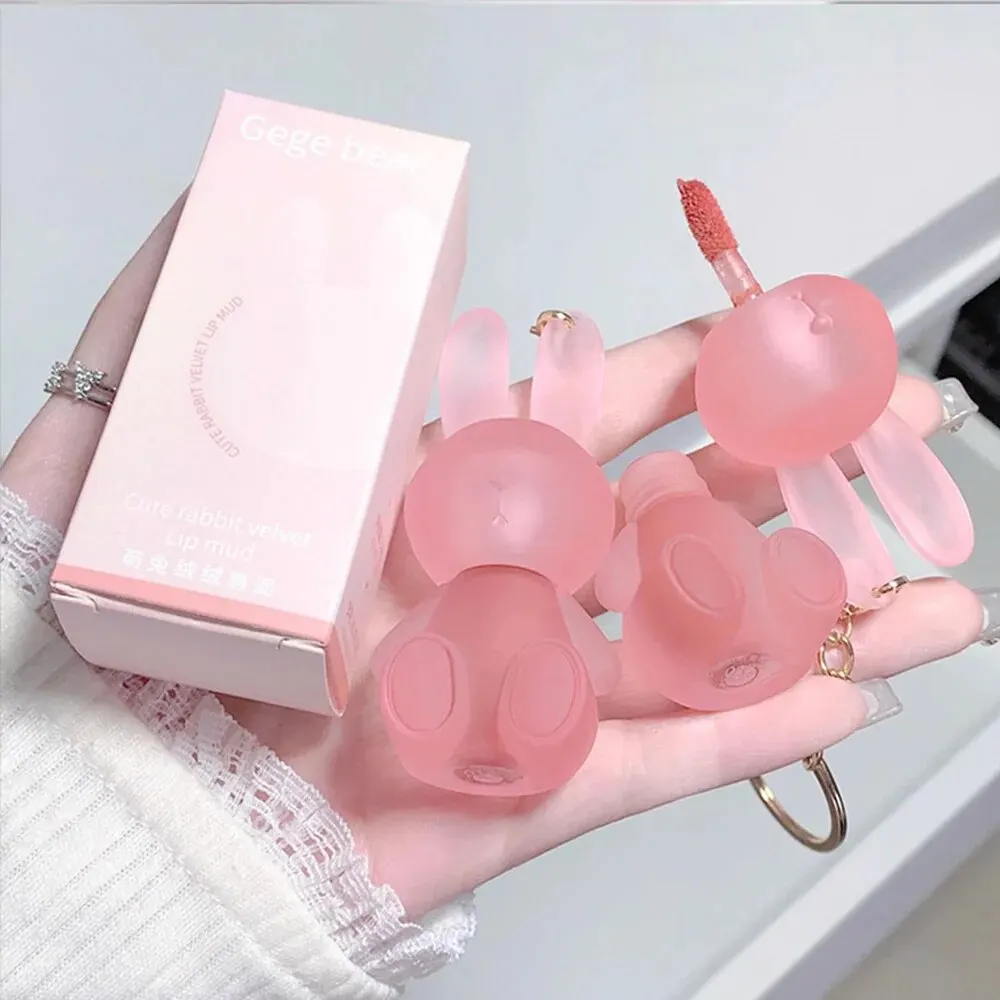 Cute Bunny Lipgloss Matte Velvet Lip Clay Long-lasting Color Non-drying Gege Bear Rabbit Lip Glaze