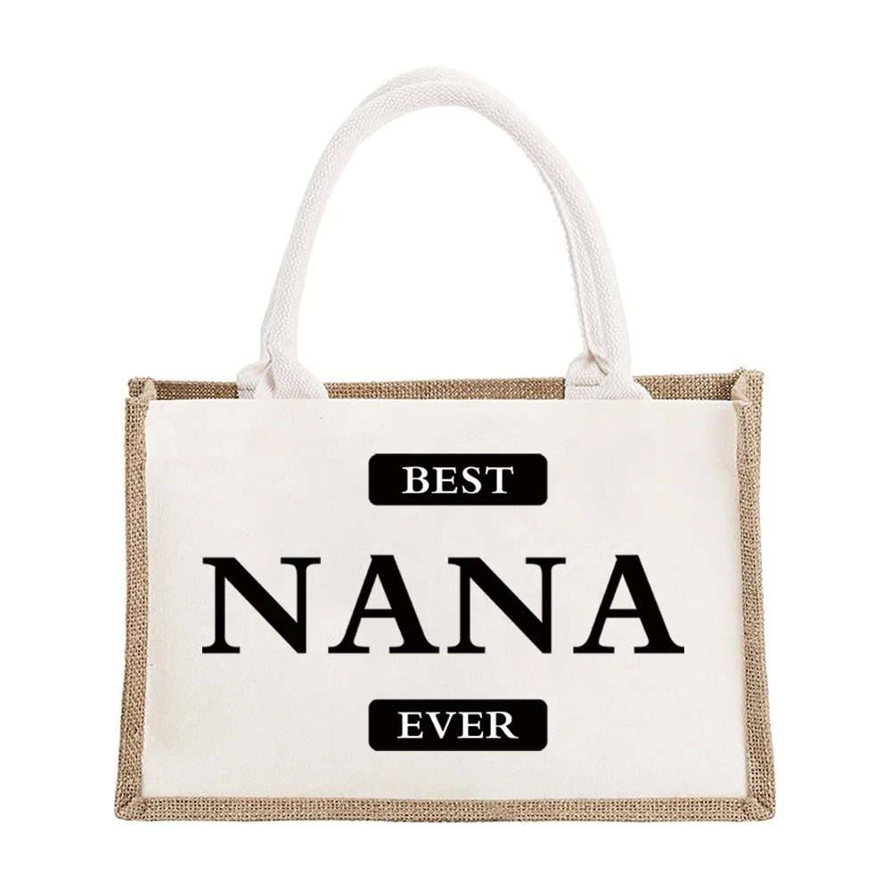 Vintage jute tas herbruikbare jute boodschappentas lichtgewicht strandhandtassen print Nana-serie boodschappentassen met hoge capaciteit