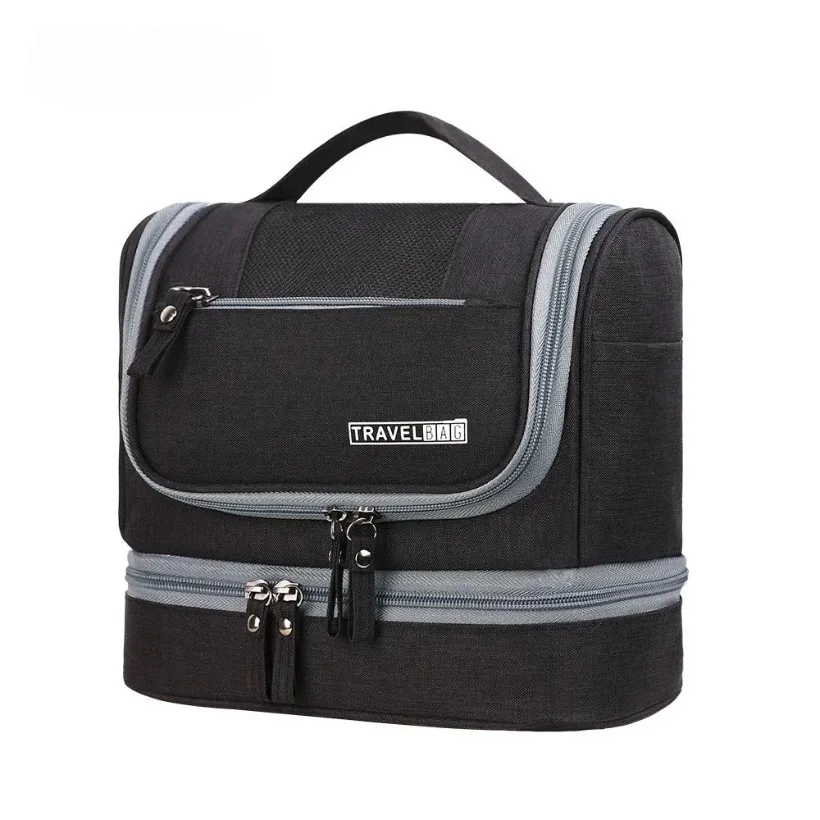 Dry Wet Separation Travel Toiletry Bag with Hook Large Capacity Hanging Cosmetic Organizer Pouch for Men Women Portable Wash Bag