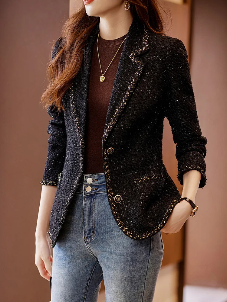 

Black women's blazer jacket, new autumn and winter style, elegant and casual, plus-size suit top