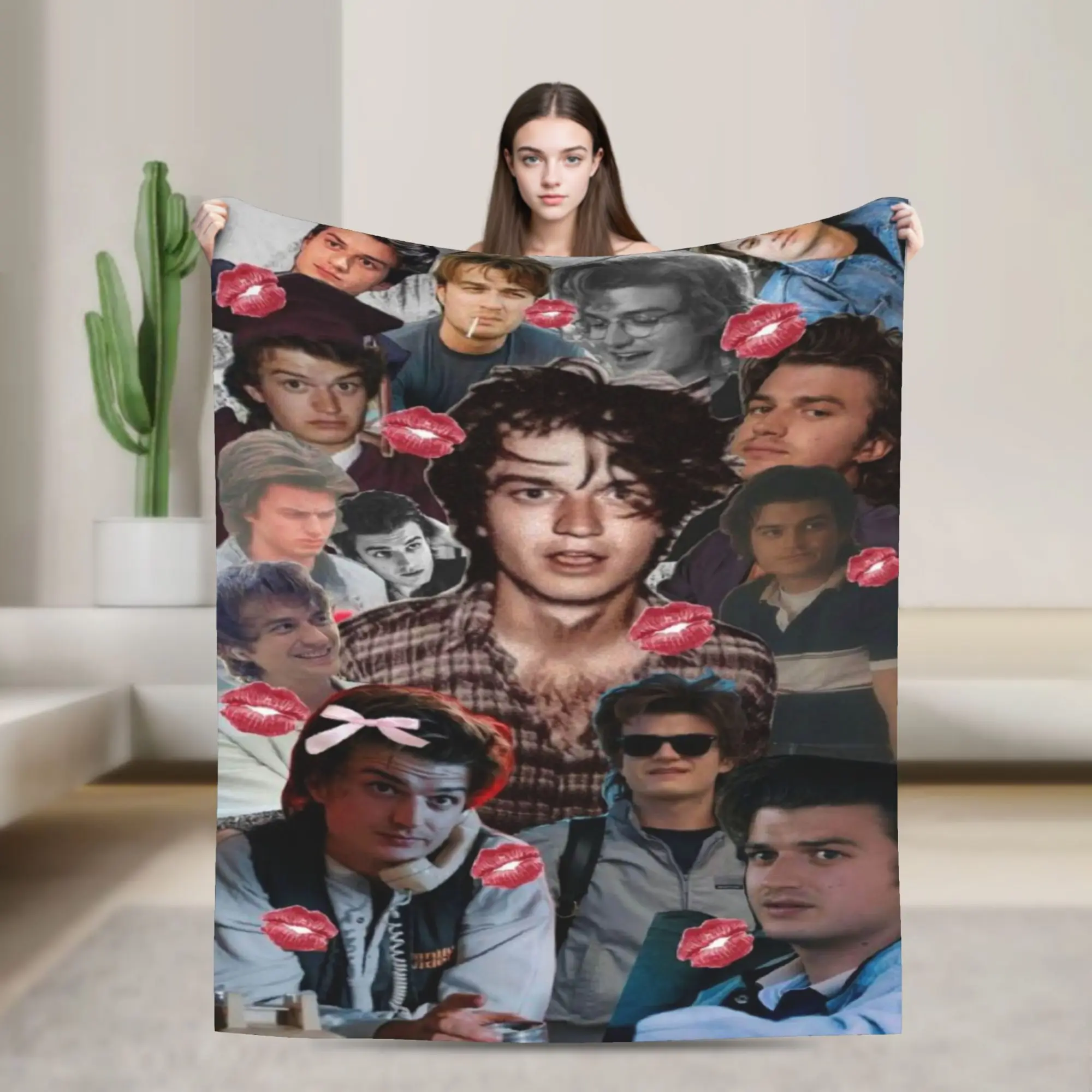 Joe Keery Steve Harrington Blanket Adults  Flannel Throw Blanket For Outdoor Soft DIY Quality Bedspread Gift