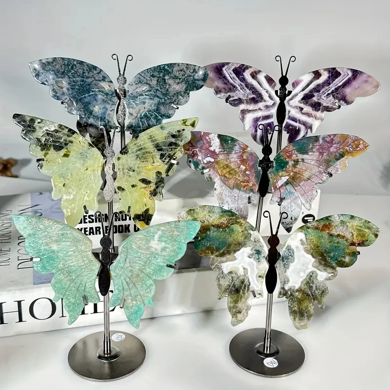 1pair Natural Crystal Butterfly Wings For Home Decoration Christmas Holiday Gift Romantic Gift Office And Home Decoration