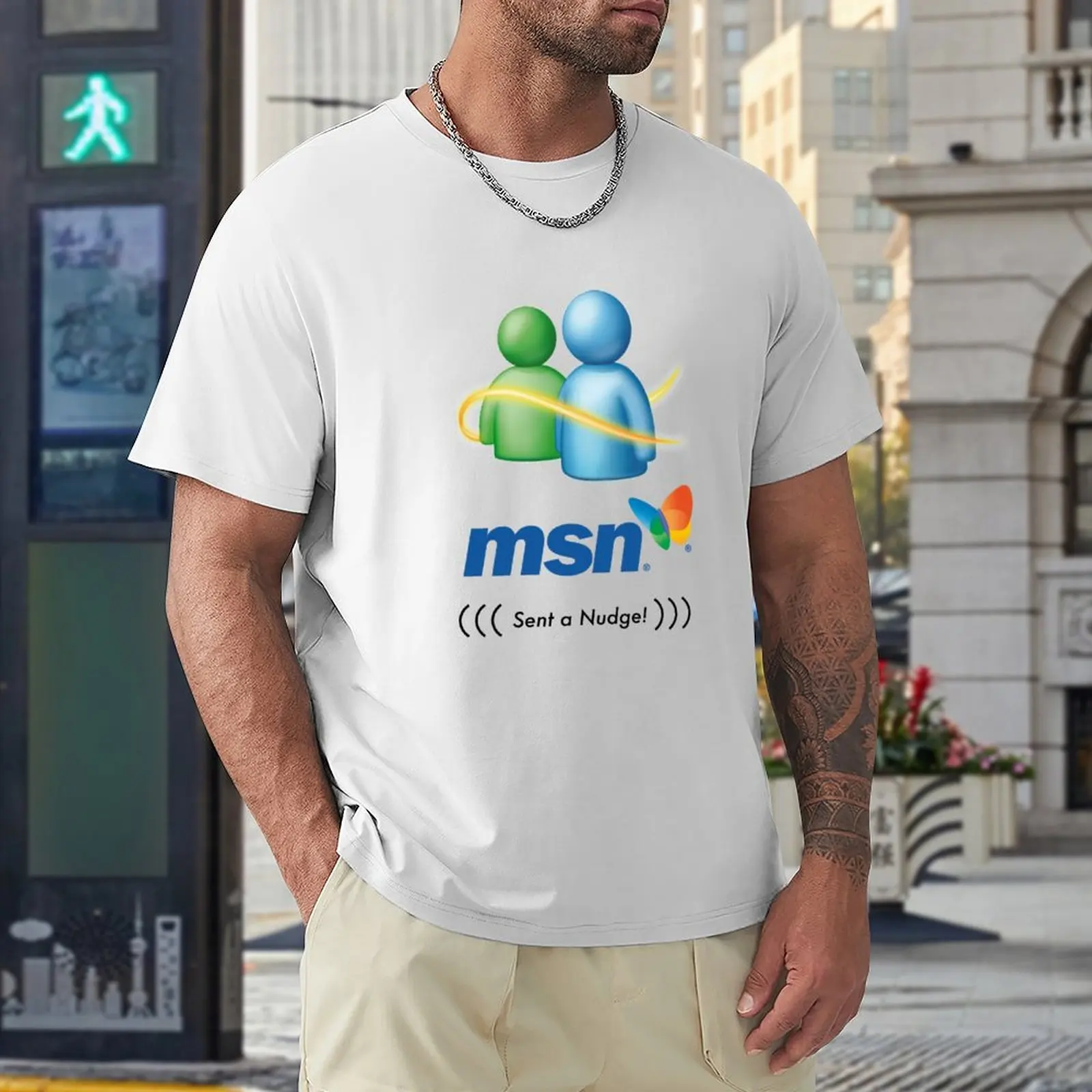 Messenger MSN Sent a nudge! T-Shirt plain t-shirt Short sleeve funny t shirts tops workout shirts for men