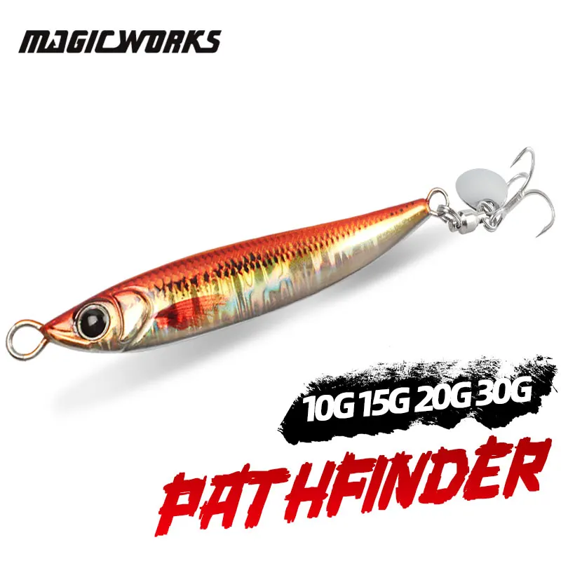

Magic Works Jig Tail Spinner Artificial Bait Fishing Equipment 10g 15g 20g 30g Sea Spinning Fishing Lures Metal Jig Bass Lure