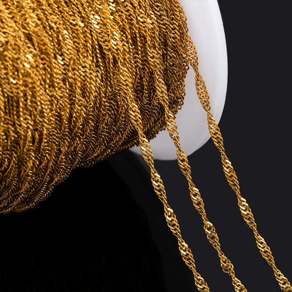 1Meter Stainless Steel 2mm Water Ripple Thin Chain for DIY Necklace Bracelet Body Chain Costume Jewelry Making