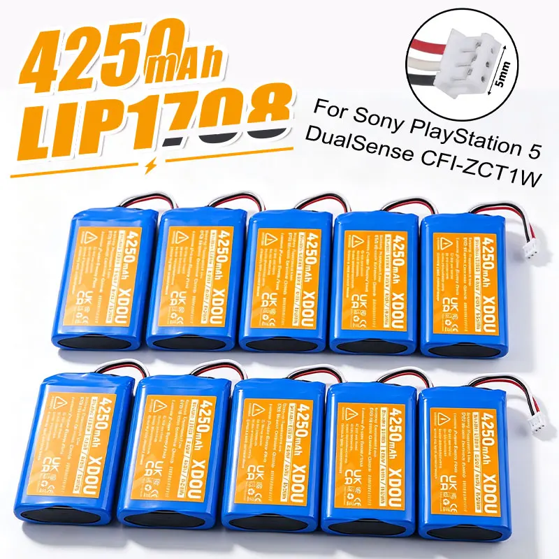 10Pcs/Lot LIP1708 CFI-ZCT1W Handle 4250mAh Rechargeable Battery For Sony PS5 DualSense Game Controllers Higher Power