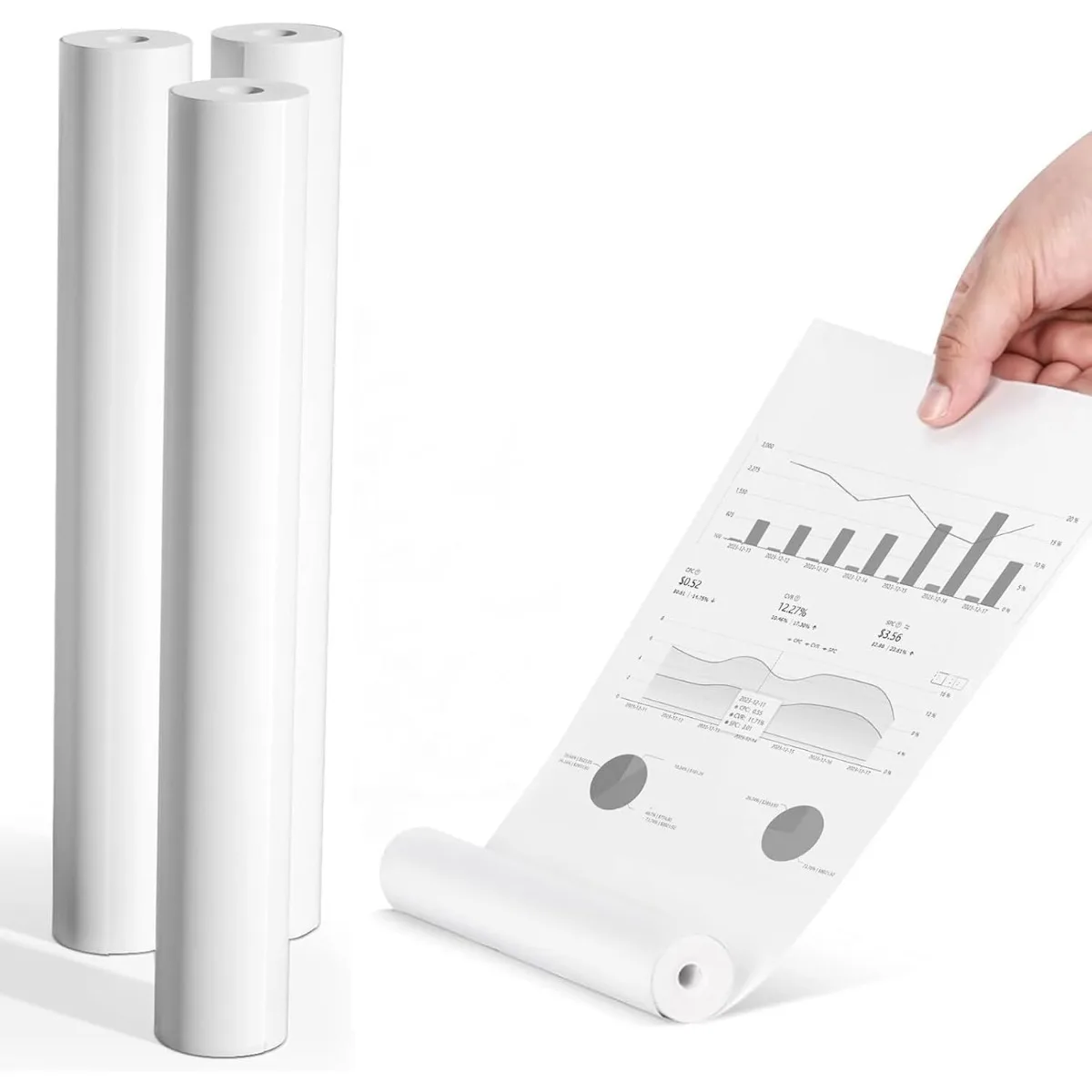 A4/US Letter Thermal Paper Rolls Quick-Dry High Sensitivity for Receipt/Shipping Label/Office Use Compatible with A40/X8/M08F